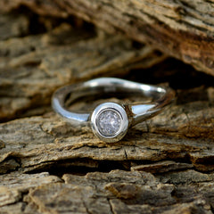 Crystal Quartz Solitaire Turkish 92.5 Silver White Gemstone Whisper thin Feminine Ring Jewellery