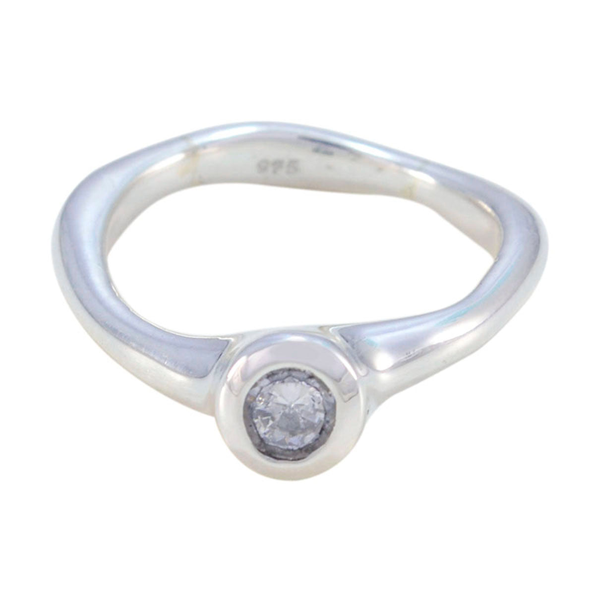 Crystal Quartz Solitaire Turkish 92.5 Silver White Gemstone Whisper thin Feminine Ring Jewellery