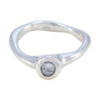 Crystal Quartz Solitaire Turkish 92.5 Silver White Gemstone Whisper thin Feminine Ring Jewellery