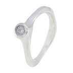 Crystal Quartz Solitaire Turkish 92.5 Silver White Gemstone Whisper thin Feminine Ring Jewellery