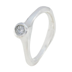 Crystal Quartz Solitaire Turkish 92.5 Silver White Gemstone Whisper thin Feminine Ring Jewellery