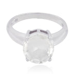 Crystal Quartz Solitaire Moroccan 92.5 Silver White Gemstone Tiny Luxurious Ring Jewelry