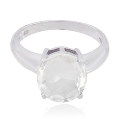 Crystal Quartz Solitaire Moroccan 92.5 Silver White Gemstone Tiny Luxurious Ring Jewelry