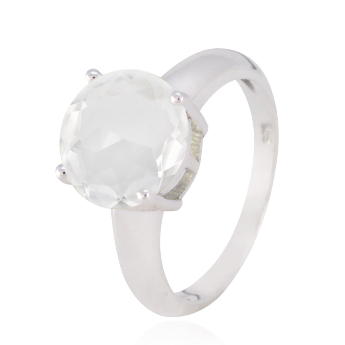 Crystal Quartz Solitaire Moroccan 92.5 Silver White Gemstone Tiny Luxurious Ring Jewelry