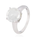 Crystal Quartz Solitaire Moroccan 92.5 Silver White Gemstone Tiny Luxurious Ring Jewelry
