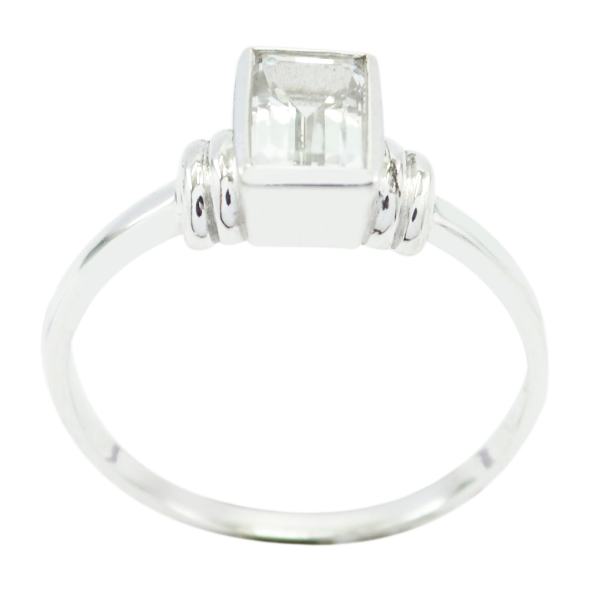Crystal Quartz Solitaire Turkish Silver White Gemstone Dainty Contemporary Ring Jewelry メイン画像