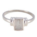 Crystal Quartz Solitaire Turkish Silver White Gemstone Dainty Contemporary Ring Jewelry