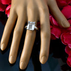 Crystal Quartz Solitaire French 925 Sterling Silver White Gems Minimal Artisan Ring Jewelry