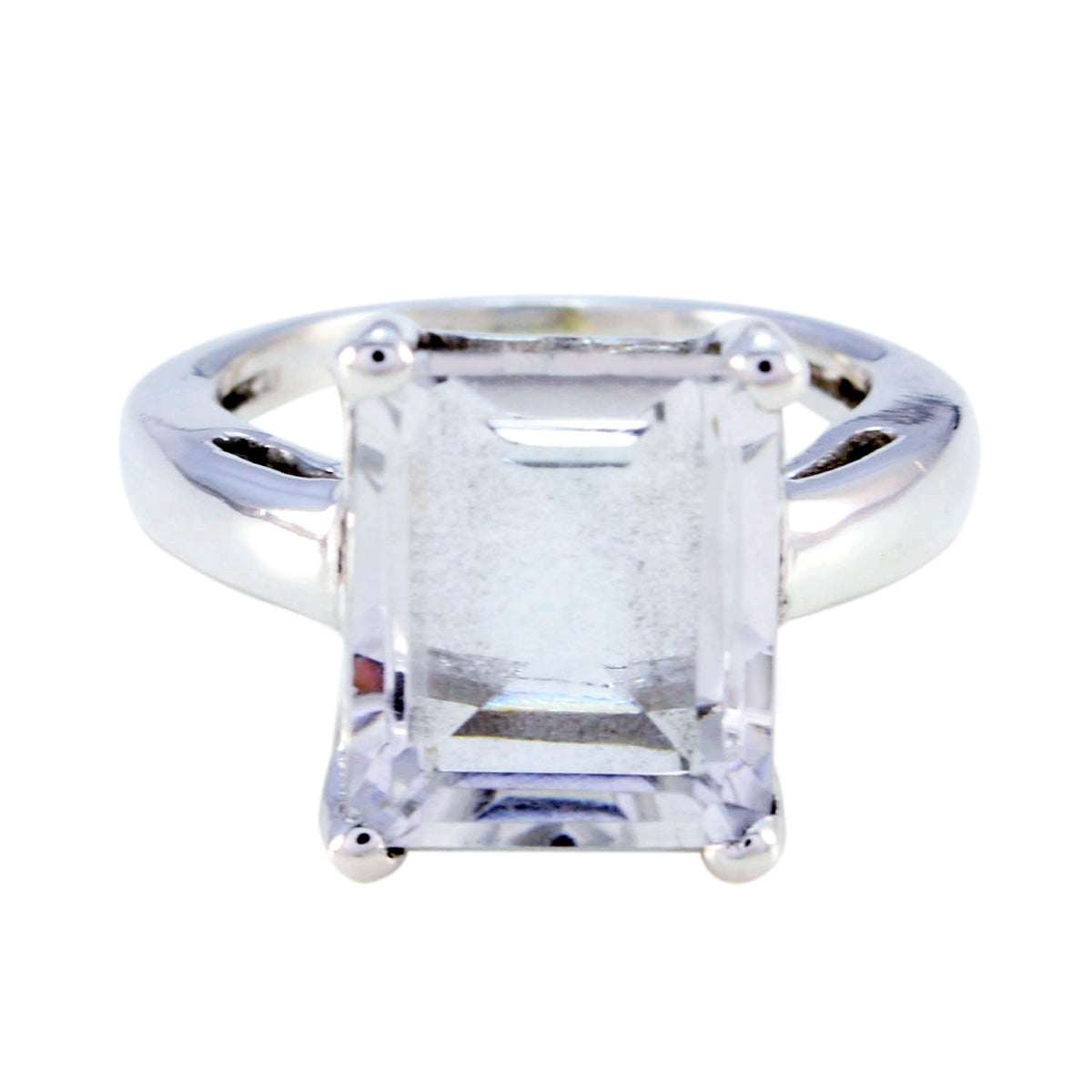 Crystal Quartz Solitaire French 925 Sterling Silver White Gems Minimal Artisan Ring Jewelry Immagine principale del prodotto