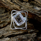 Crystal Quartz Solitaire French Silver White Gems Mid weight Signet Ring Jewelry