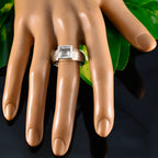 Crystal Quartz Solitaire Russian Silver White Gems Classic Romantic Ring Jewellery