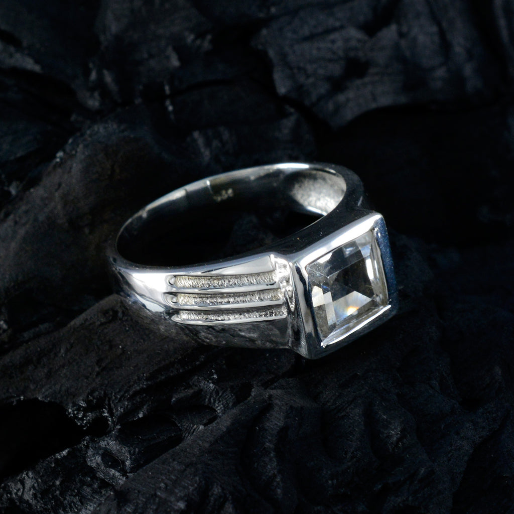 Crystal Quartz Solitaire Russian Silver White Gems Classic Romantic Ring Jewellery