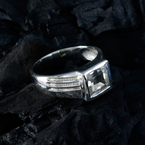 Crystal Quartz Solitaire Russian Silver White Gems Classic Romantic Ring Jewellery
