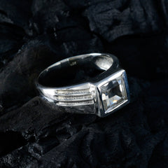 Crystal Quartz Solitaire Russian Silver White Gems Classic Romantic Ring Jewellery