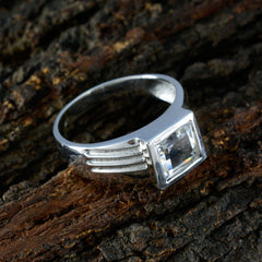 Crystal Quartz Solitaire Russian Silver White Gems Classic Romantic Ring Jewellery