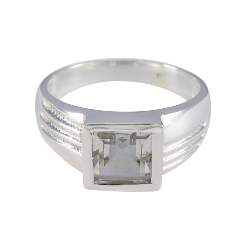 Crystal Quartz Solitaire Russian Silver White Gems Classic Romantic Ring Jewellery