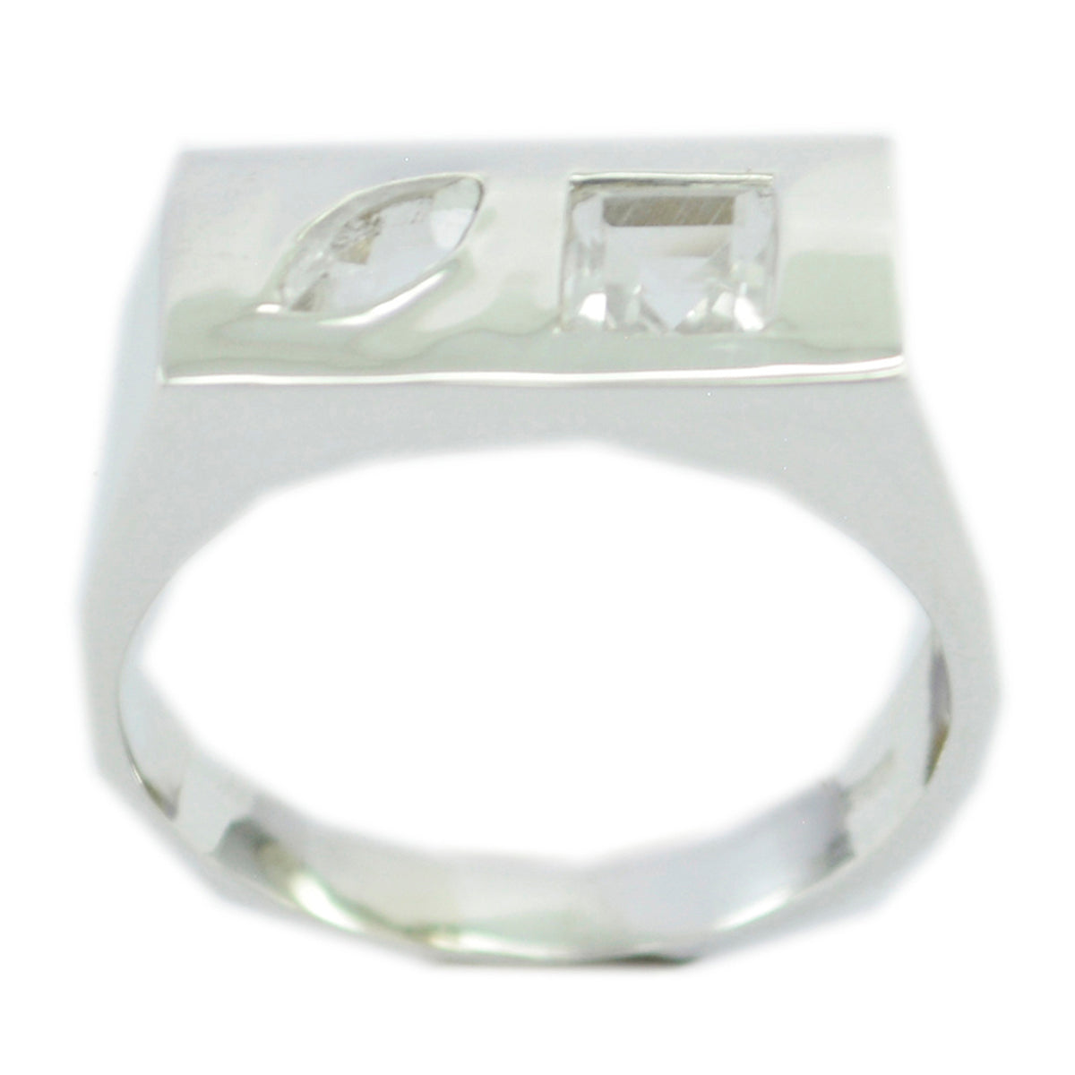 Crystal Quartz Toi et Moi Indian Silver White Gemstone Tiny Sophisticated Ring Jewelry Huvudsaklig produktbild