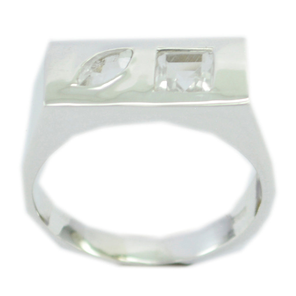 Crystal Quartz Toi et Moi Indian Silver White Gemstone Tiny Sophisticated Ring Jewelry