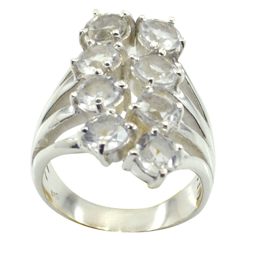 Crystal Quartz octa Moroccan Silver White Gems Eye catching Trendy Ring Jewellery