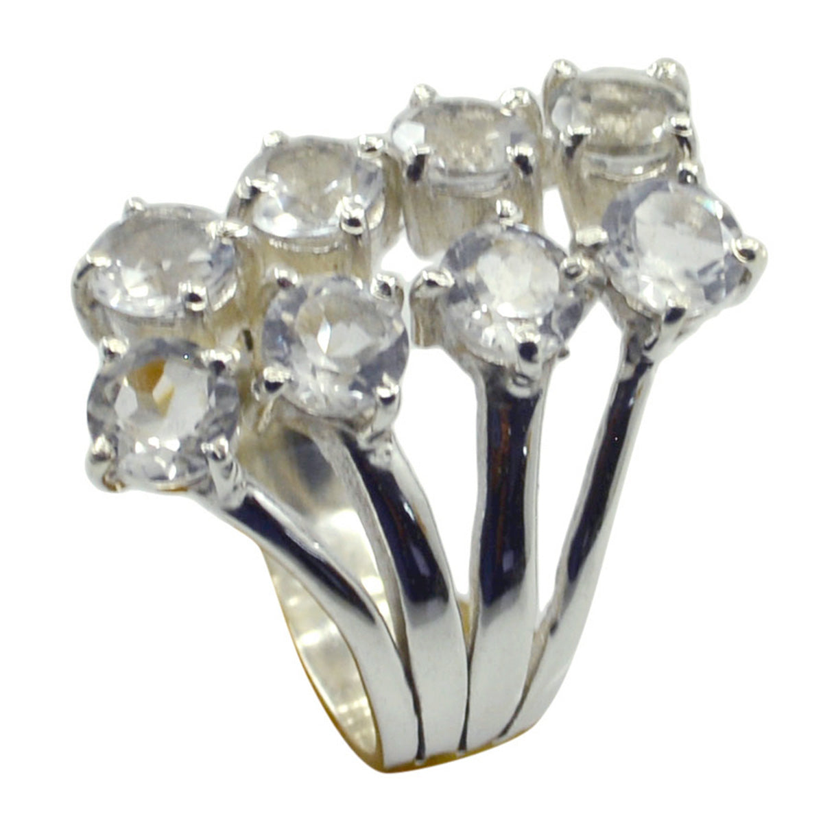 Crystal Quartz octa Moroccan Silver White Gems Eye catching Trendy Ring Jewellery