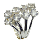Crystal Quartz octa Moroccan Silver White Gems Eye catching Trendy Ring Jewellery