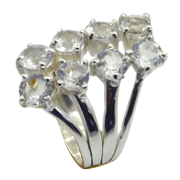 Crystal Quartz octa Moroccan Silver White Gems Eye catching Trendy Ring Jewellery