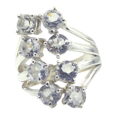 Crystal Quartz octa Moroccan Silver White Gems Eye catching Trendy Ring Jewellery