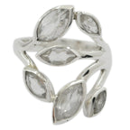 Crystal Quartz Hexa Russian Silver White Gemstones Versatile Leafy Ring Jewellery