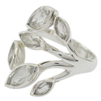 Crystal Quartz Hexa Russian Silver White Gemstones Versatile Leafy Ring Jewellery