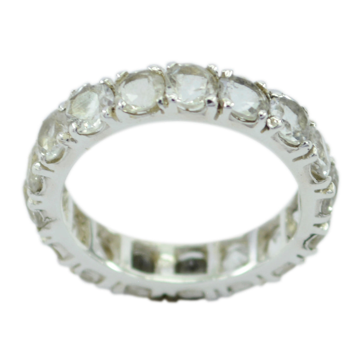 Crystal Quartz multiple Japanese 925 Silver White Gemstone Dainty Eternity Band Jewellery Image principale du produit