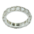 Crystal Quartz multiple Japanese 925 Silver White Gemstone Dainty Eternity Band Jewellery