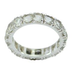 Crystal Quartz multiple Japanese 925 Silver White Gemstone Dainty Eternity Band Jewellery