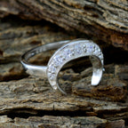 Crystal Quartz multiple Turkish Silver White Gems Whisper thin Romantic Ring Jewelry