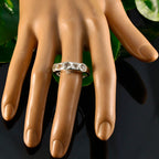 Crystal Quartz Penta African 925 Sterling Silver White Gems Tiny Contemporary Ring Jewellery