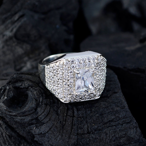 Crystal Quartz Halo German Sterling Silver White Gemstones Eye catching Contemporary Ring Jewelry