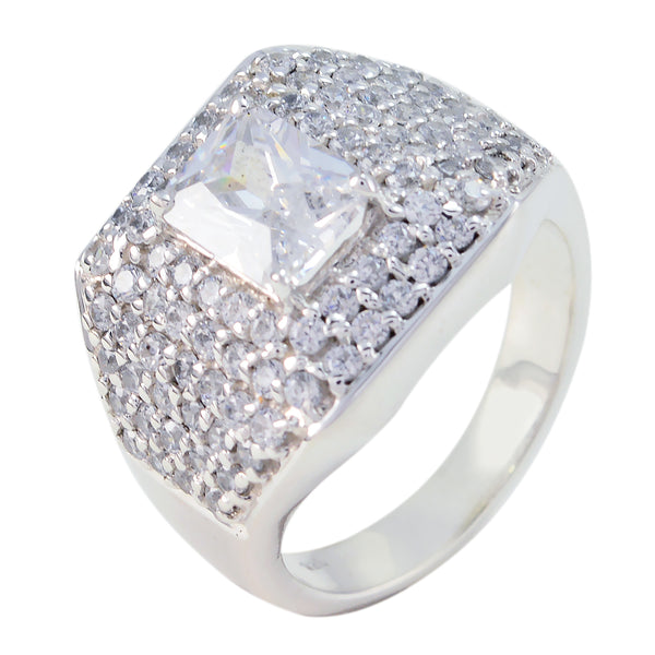 Crystal Quartz Halo German Sterling Silver White Gemstones Eye catching Contemporary Ring Jewelry