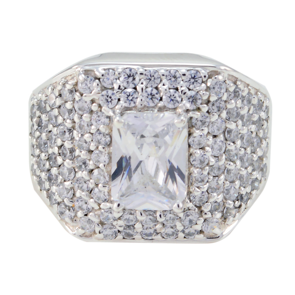 Crystal Quartz Halo German Sterling Silver White Gemstones Eye catching Contemporary Ring Jewelry