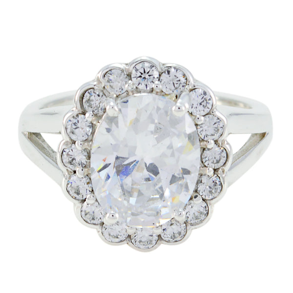 Crystal Quartz Halo Moroccan 925 Silver White Gems Slim Modern Ring Jewellery