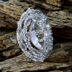 Crystal Quartz multiple Indian Sterling Silver White Gems Essential  Trendy Ring Jewelry