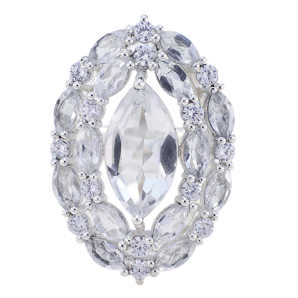 Crystal Quartz multiple Indian Sterling Silver White Gems Essential  Trendy Ring Jewelry