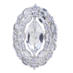 Crystal Quartz multiple Indian Sterling Silver White Gems Essential  Trendy Ring Jewelry