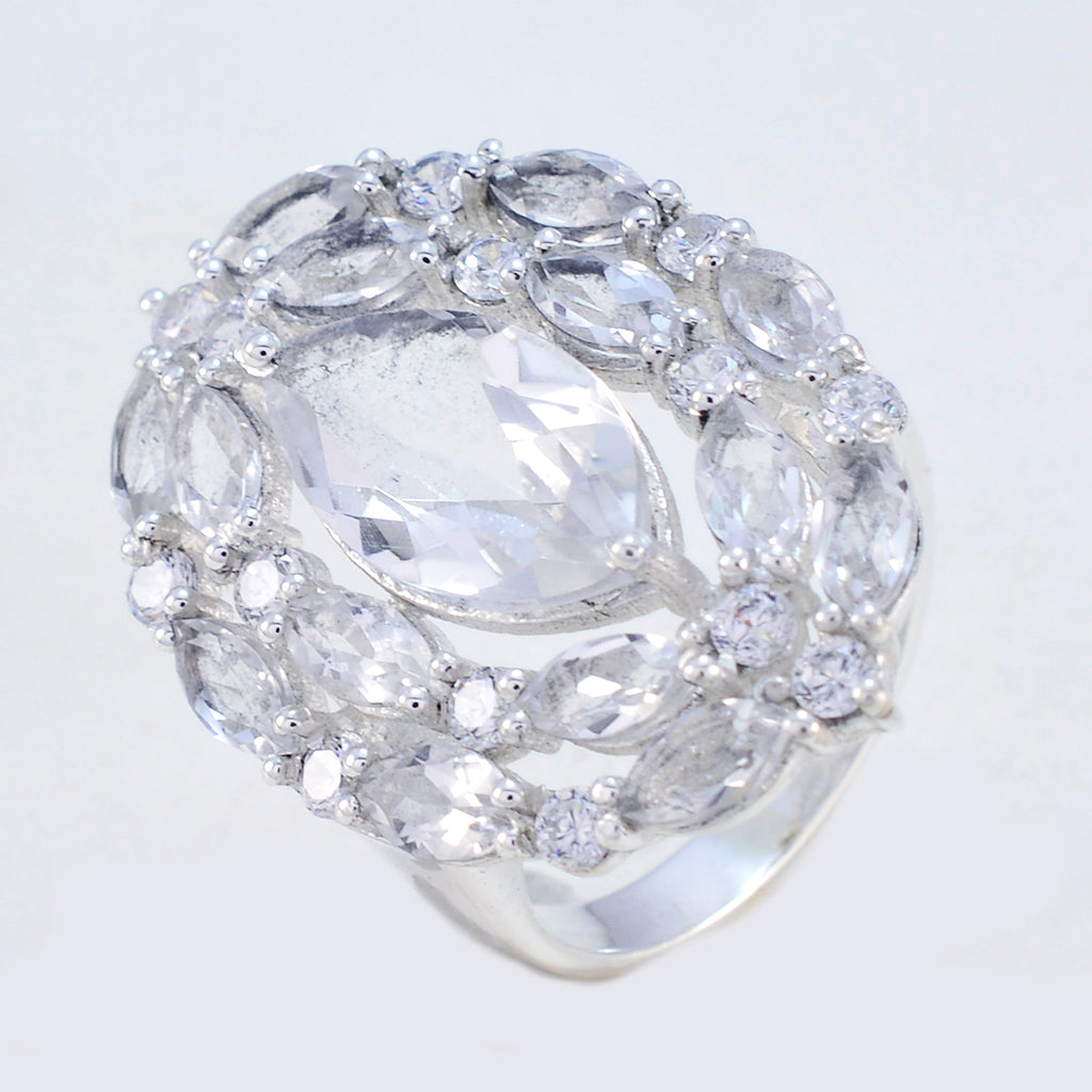 Crystal Quartz multiple Indian Sterling Silver White Gems Essential  Trendy Ring Jewelry