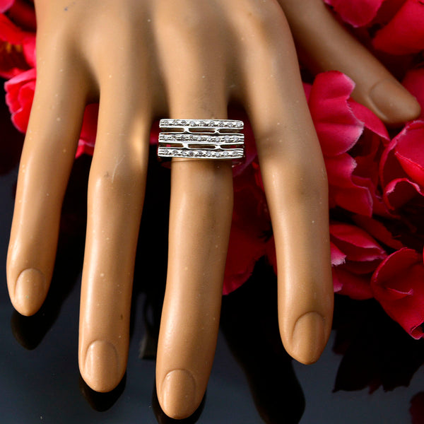 Zirkonia CZ Halo Deutsch 92,5 Silber Weiße Edelsteine Federleicht Abstrakt Ring Schmuck