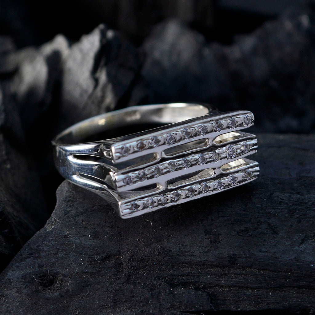 Zirkonia CZ Halo Deutsch 92,5 Silber Weiße Edelsteine Federleicht Abstrakt Ring Schmuck