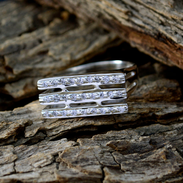 Zirkonia CZ Halo Deutsch 92,5 Silber Weiße Edelsteine Federleicht Abstrakt Ring Schmuck