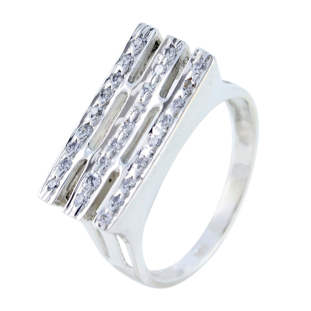 Zirkonia CZ Halo Deutsch 92,5 Silber Weiße Edelsteine Federleicht Abstrakt Ring Schmuck
