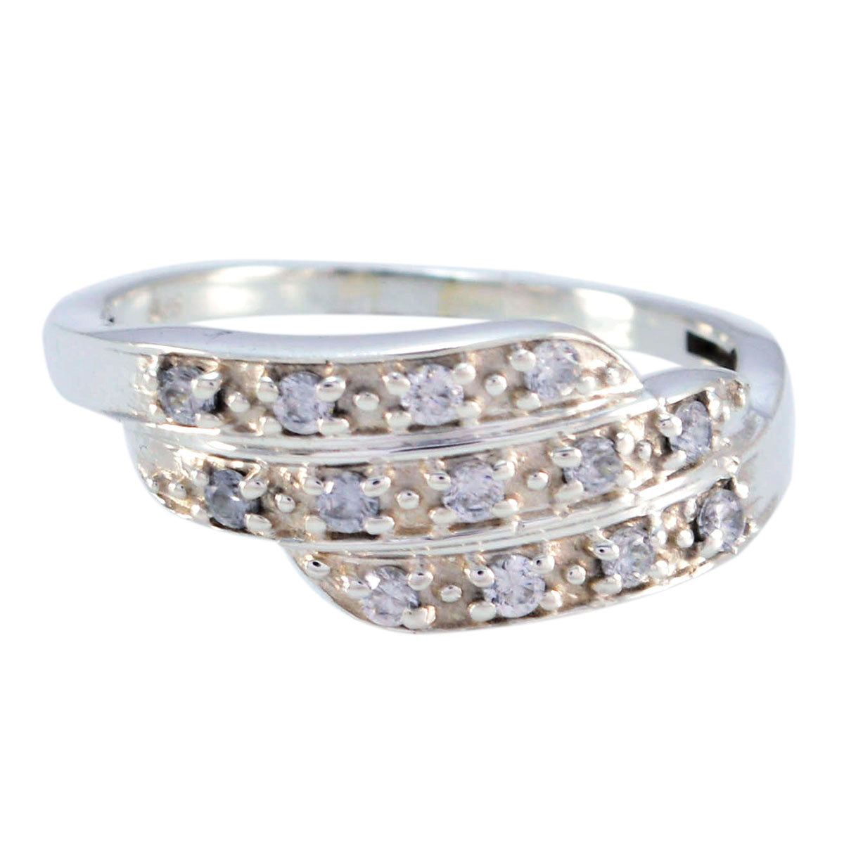 Cubic zirconia CZ Halo Moroccan Silver White Gemstones Slim Trendy Ring Jewellery Главное изображение товара