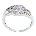 Cubic zirconia CZ Halo Moroccan Silver White Gemstones Slim Trendy Ring Jewellery