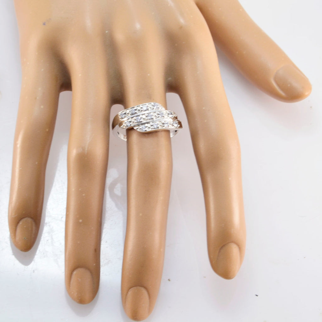 Cubic zirconia CZ Halo Moroccan Silver White Gemstones Slim Trendy Ring Jewellery
