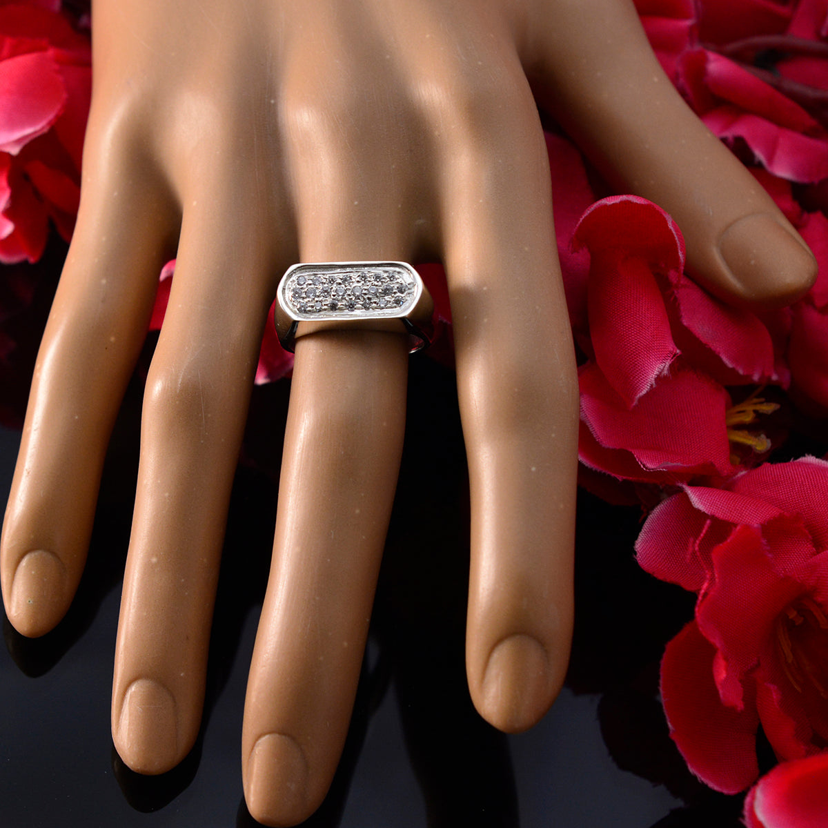 Cubic zirconia CZ Halo Russian Sterling Silver White Gemstones Tiny Artisan Ring Jewelry